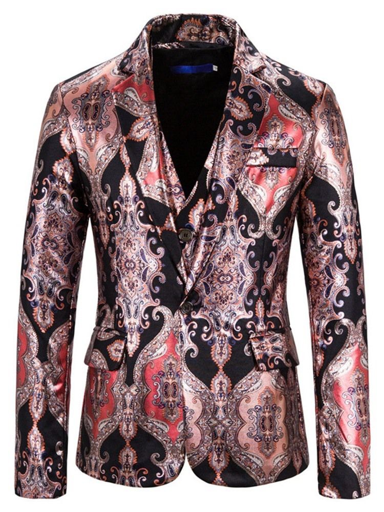 Blazer Print One Button Herre Kjole Suit