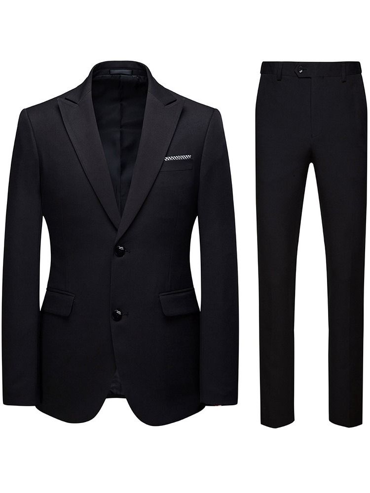 Blazer Single-breasted Pocket Mens Dress Suit