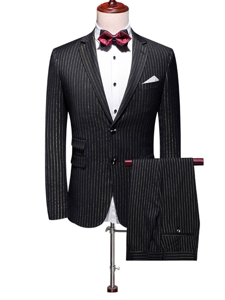 Color Block Print Single-breasted Men's Dress Suit