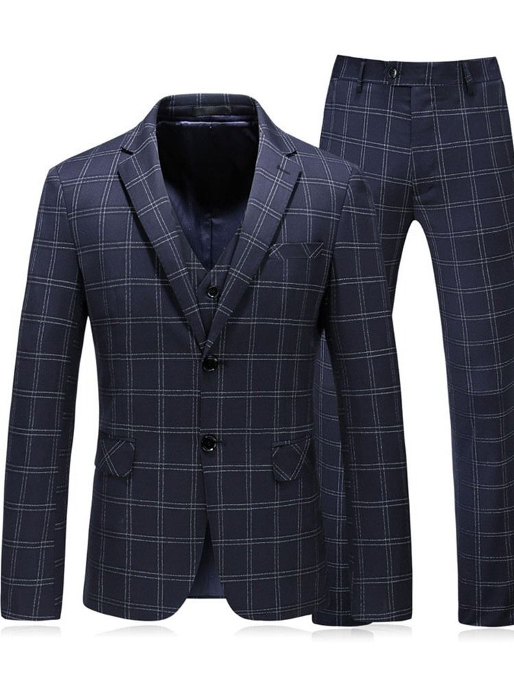 Fashion Plaid Blazer Herre Kjoleedragt