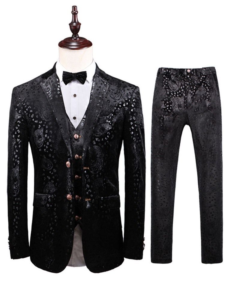 Floral Print Single-breasted Mens 3 Pieces Dress Suit