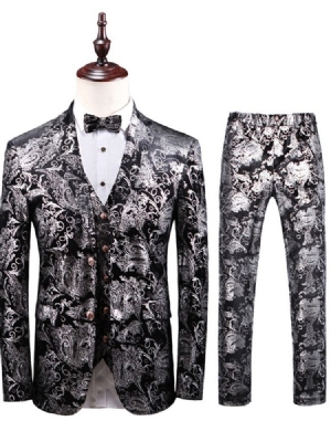 Floral Printed 3pieces Herre Casual Party Dress Suit