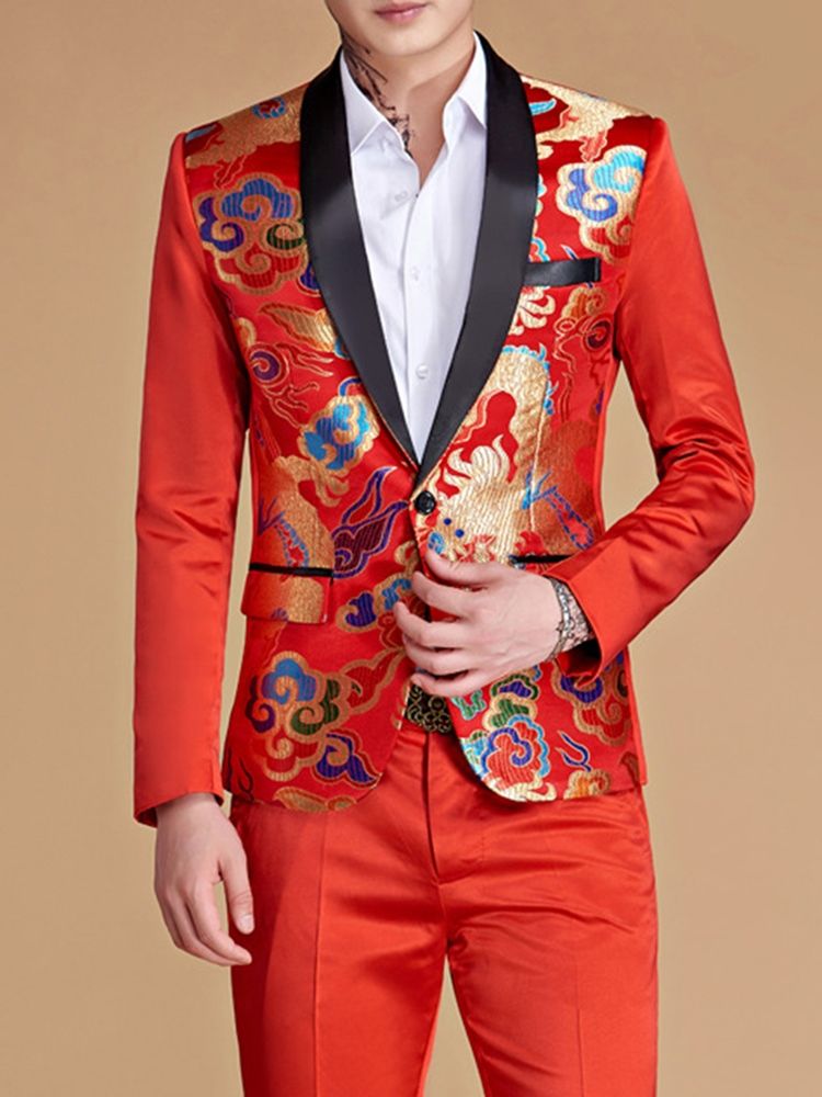 Herre Print Casual Suit Blazer Pants