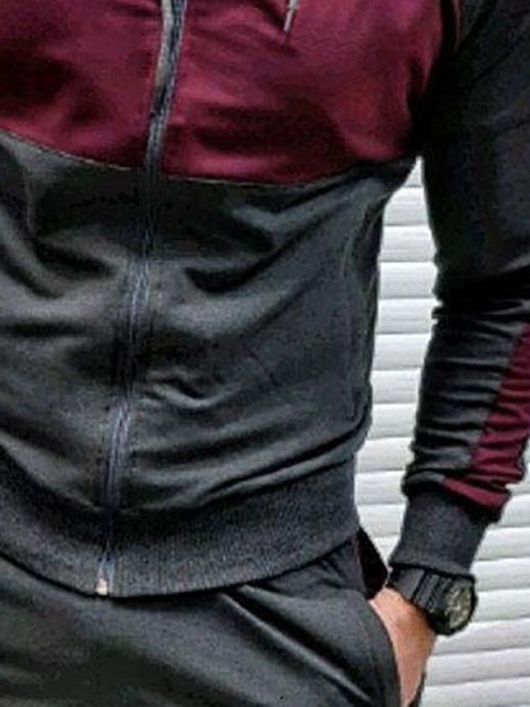 Hoodie Style Casual Patchwork Herretøj