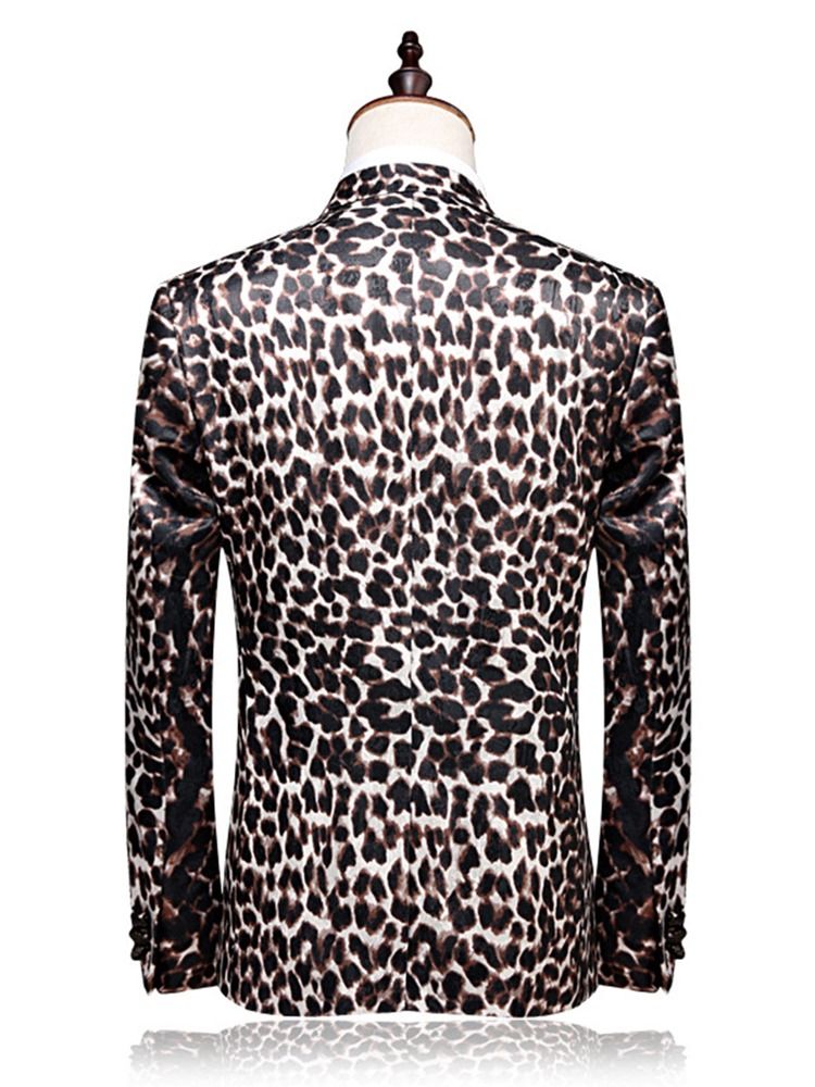 Leopard Print Patchwork Slim Fit Blazer Suits Til Mænd