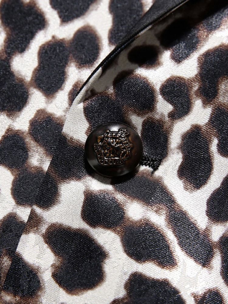 Leopard Print Patchwork Slim Fit Blazer Suits Til Mænd