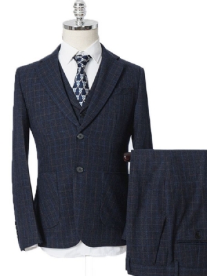 Mode Herre Plaid Dress Suit