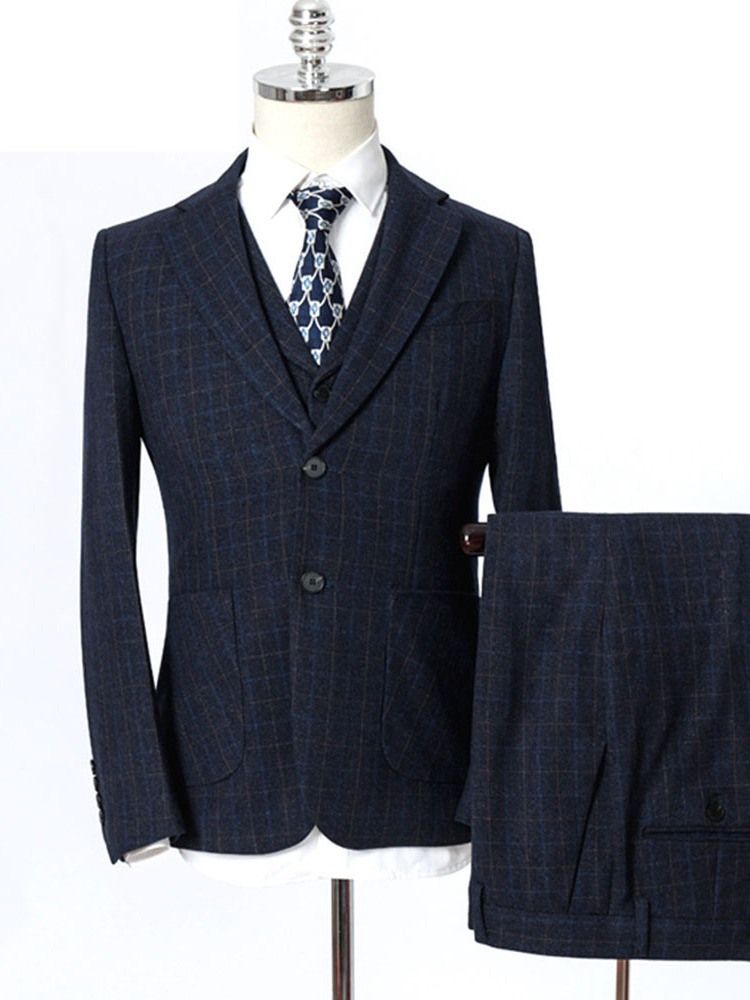 Mode Herre Plaid Dress Suit