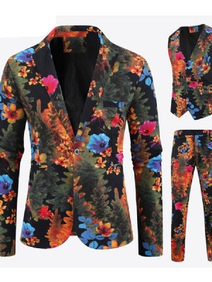 One Button Casual Floral Men's Dress Suit