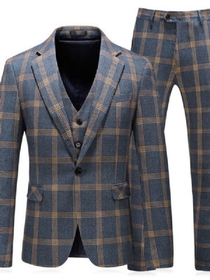 Plaid One Button Fashion Herre Kjole Suit