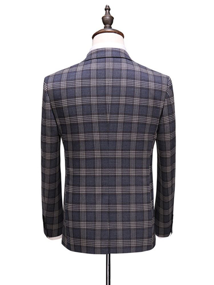 Plaid One Button Print Herretøjsdragt