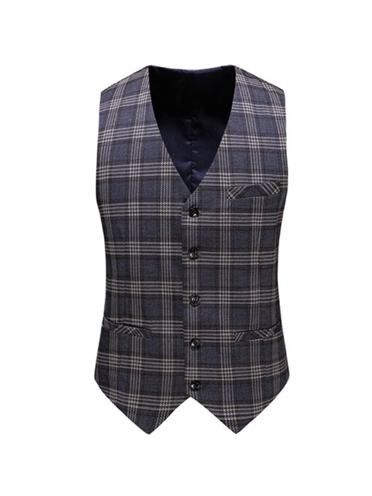 Plaid One Button Print Herretøjsdragt