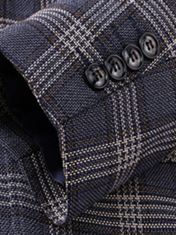 Plaid One Button Print Herretøjsdragt