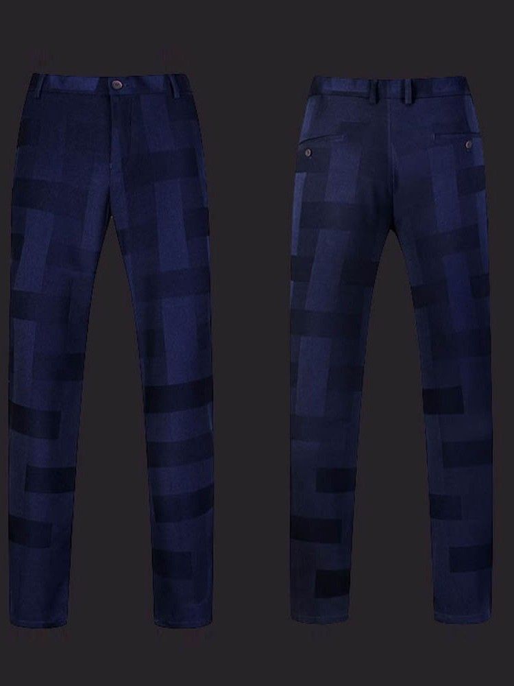 Plaid Single-breasted Blazer Vest Pants Herre Casual Suit