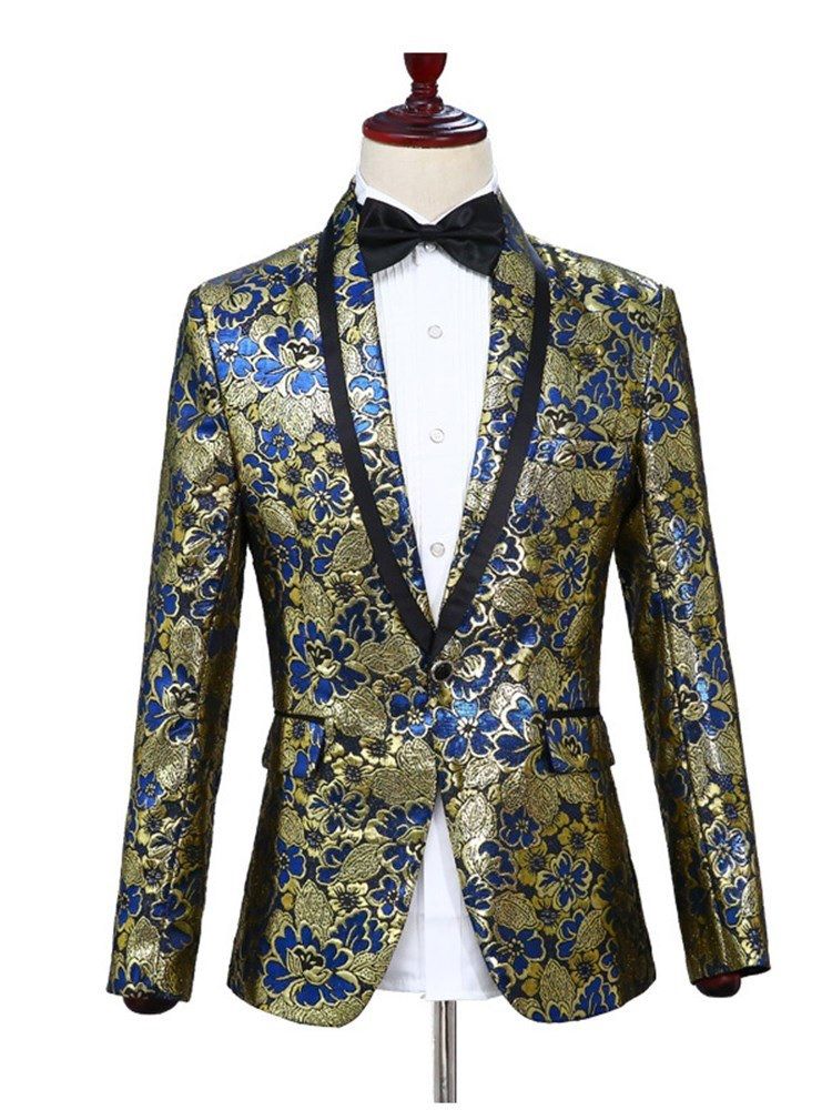 Shawl Collar Floral Blazer Pants Herre Ball Party Suits