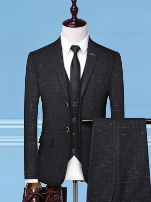 Single-breasted Button Plain Herre Dress Suit