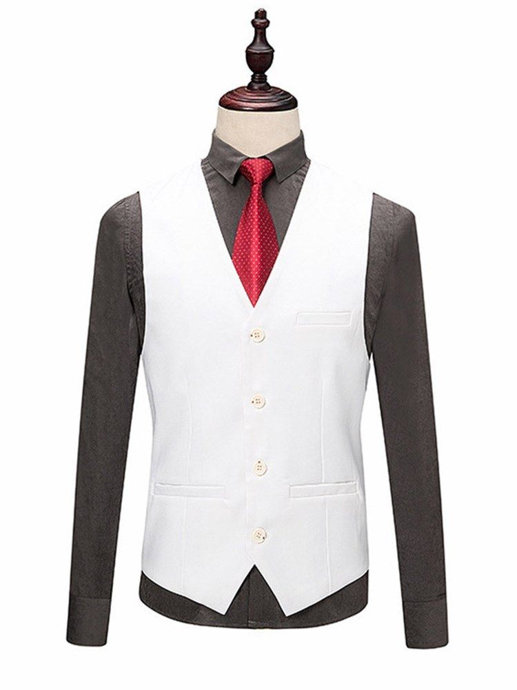 White Plain 3 Pieces Mens Wedding Suits