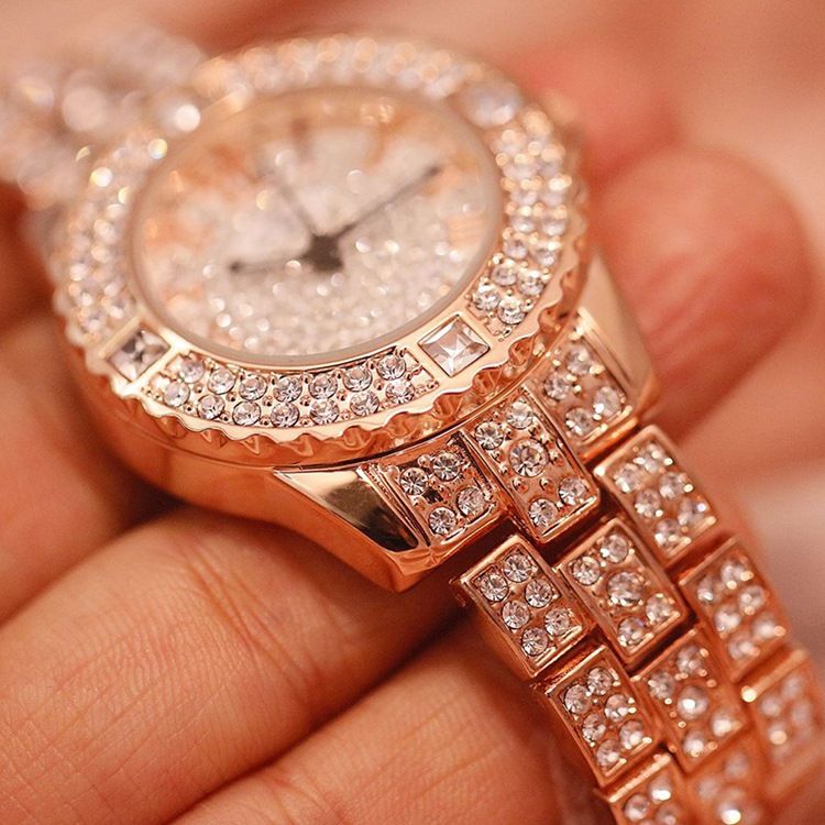 Round Rhinestone Watch For Women