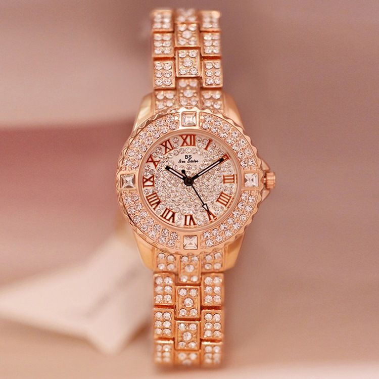 Round Rhinestone Watch For Women