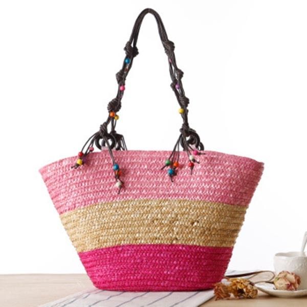 Bohemian Starfish Broderi Straw Handbag