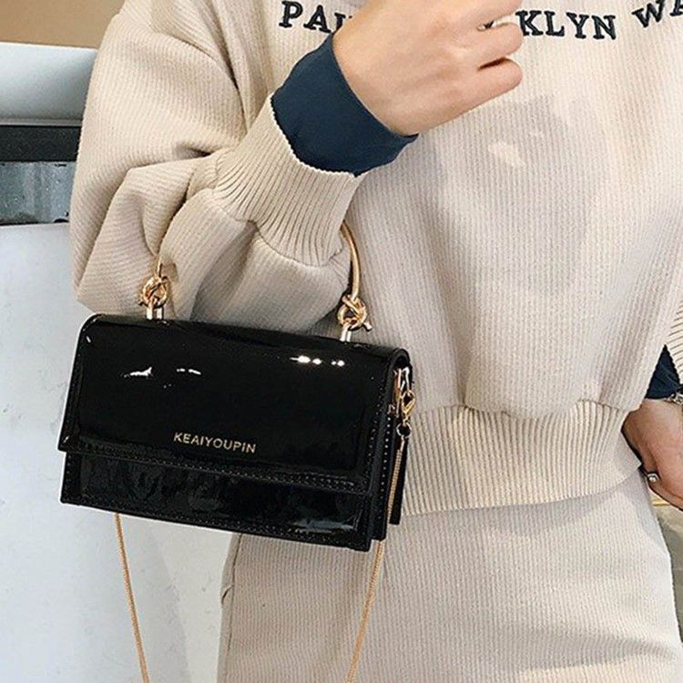 Pu Letter Chain Patent Leather Bag