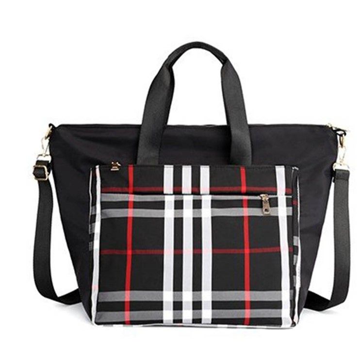 Pu Patchwork Plaid Grid Shoulder Bag