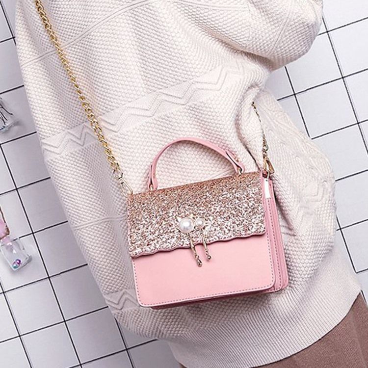 Pu Sequin Beads Flap Tote Tasker