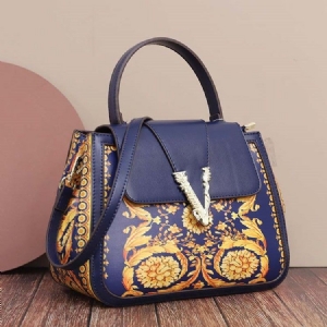 Tråd Pu Floral Rectangle Tote Tasker