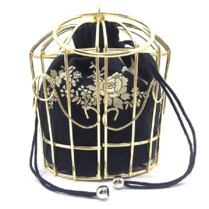 Vogue Metal Cage Broderi Crossbody Taske