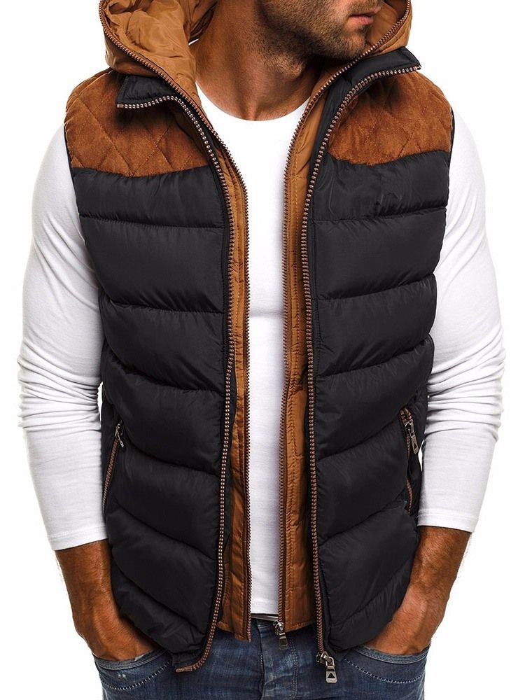 Color Block Thick Patchwork European Men's Waistcoat