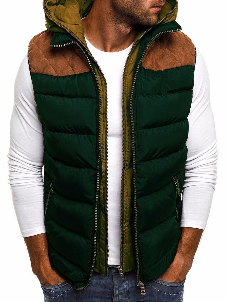 Color Block Thick Patchwork European Men's Waistcoat