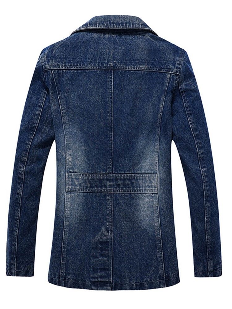 Denim Lapel Slim Mænds Trenchcoat