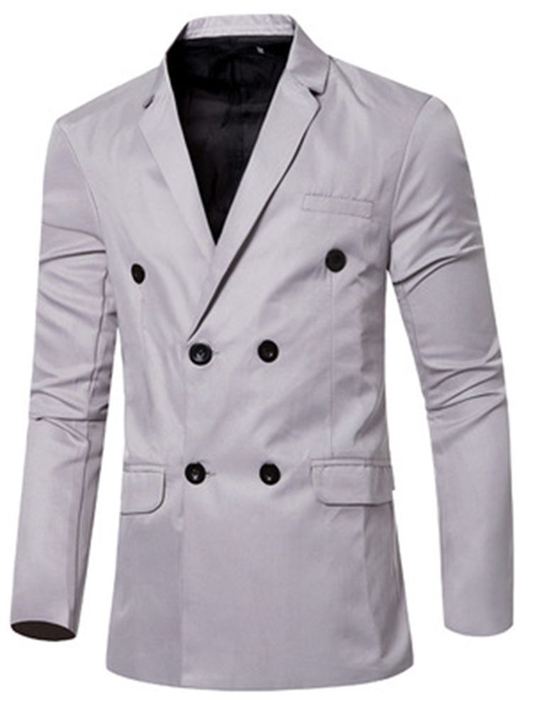 Ensfarvet Dobbelt-breasted Mænds Casual Blazer