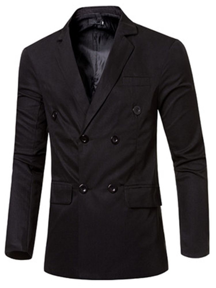 Ensfarvet Dobbelt-breasted Mænds Casual Blazer