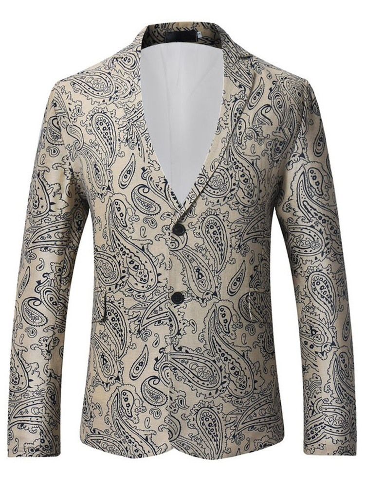 Eridress Notched Revers Print Vogue Slim Blazer Til Mænd