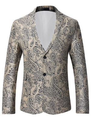 Eridress Notched Revers Print Vogue Slim Blazer Til Mænd