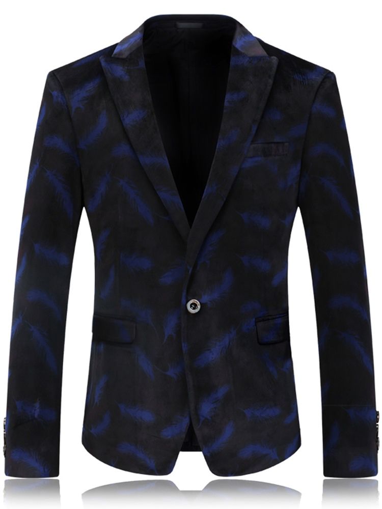 Feather Print Vogue One Button Claasic Men's Blazer