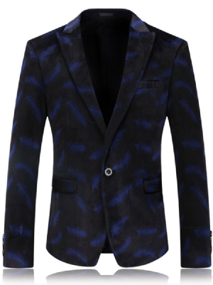 Feather Print Vogue One Button Claasic Men's Blazer