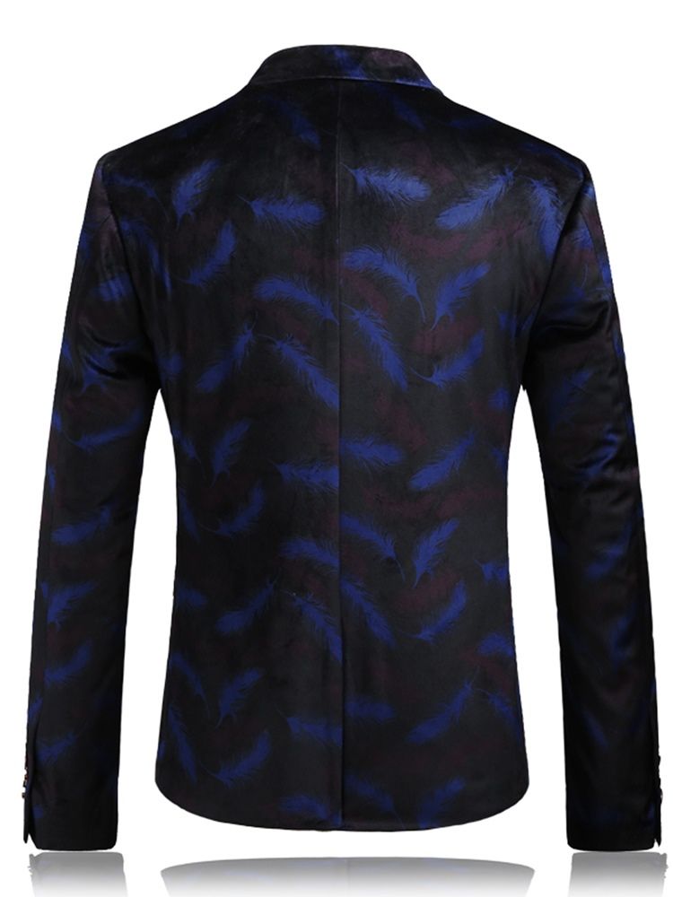 Feather Print Vogue One Button Claasic Men's Blazer