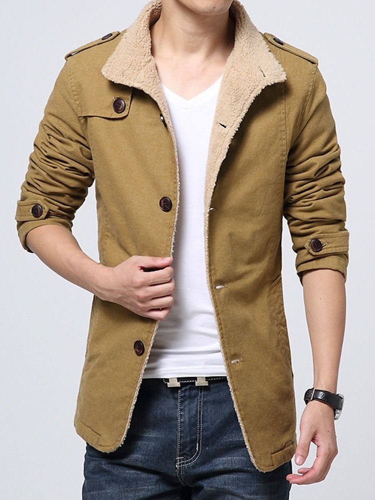 Fleece Plain Stand Krave Vinter Single-breasted Jacket