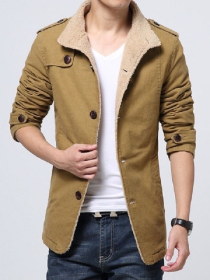 Fleece Plain Stand Krave Vinter Single-breasted Jacket