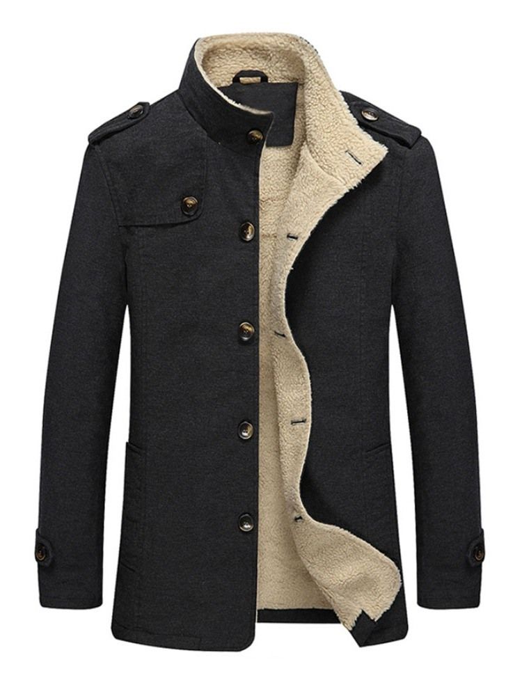 Fleece Plain Stand Krave Vinter Single-breasted Jacket