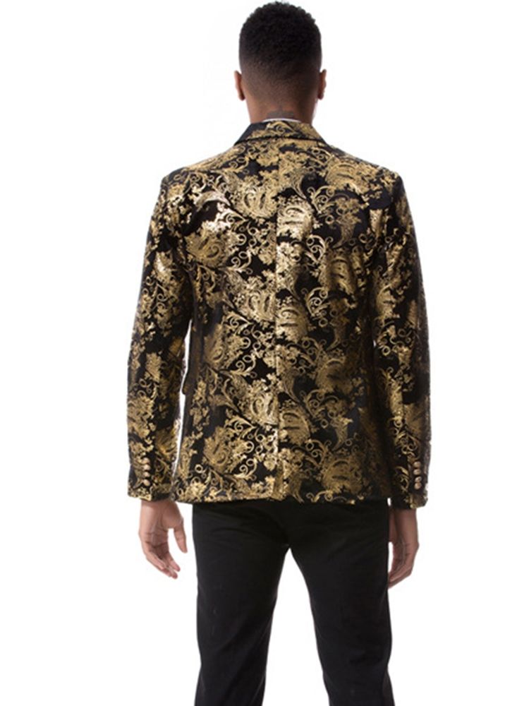 Floral Print Notched Revers Vogue Slim Blazer Til Mænd