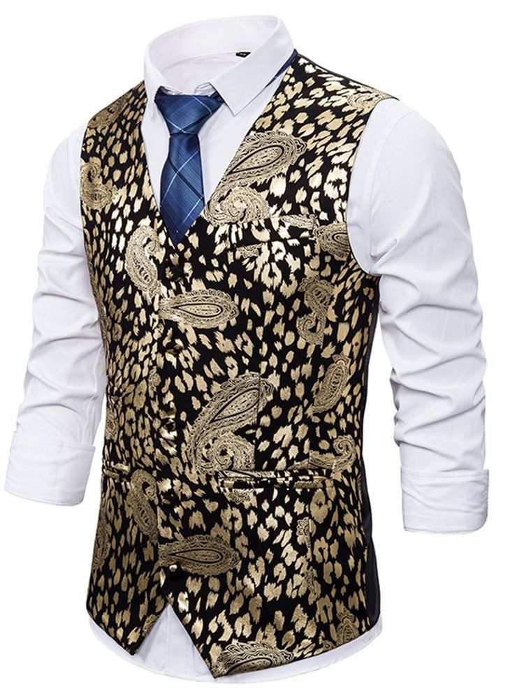 Herre Leopard V-hals Print Casual Veste