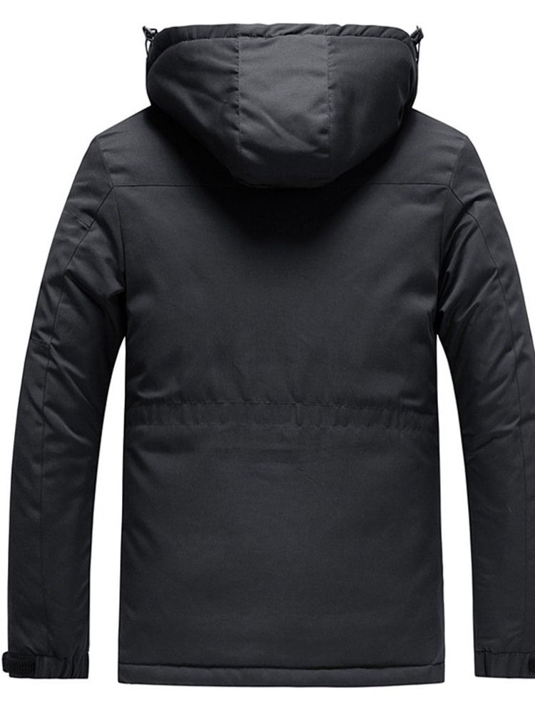 Hooded Block Zipper Casual Herre Dunjakke