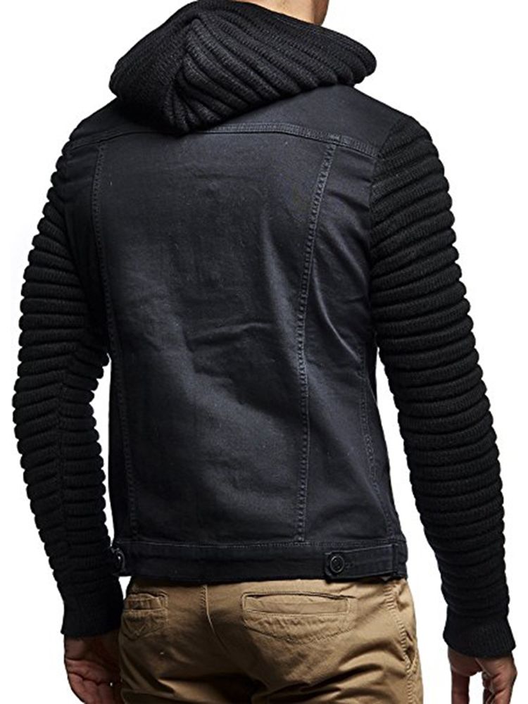 Hooded Patchwork Pockets Herrejakke