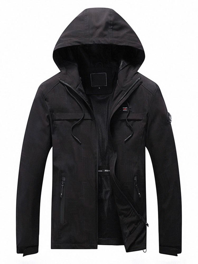 Hooded Thick Plain Slim Jacket Til Mænd