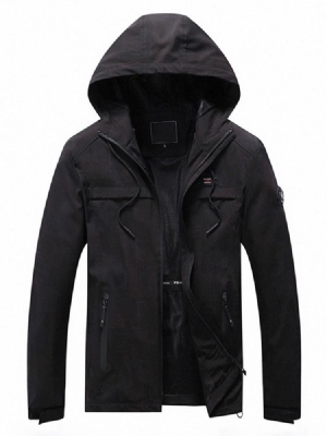 Hooded Thick Plain Slim Jacket Til Mænd