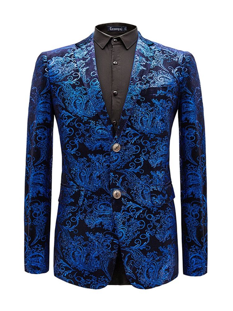 Lapel Fit Print Casual Blazer Til Mænd