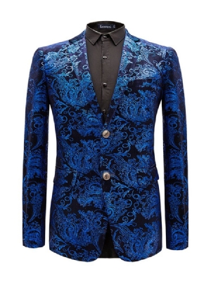 Lapel Fit Print Casual Blazer Til Mænd